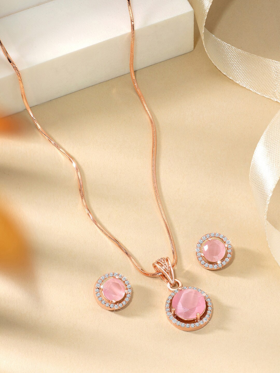 

Peora Rose Gold Plated Cubic Zirconia Studded Jewellery Set