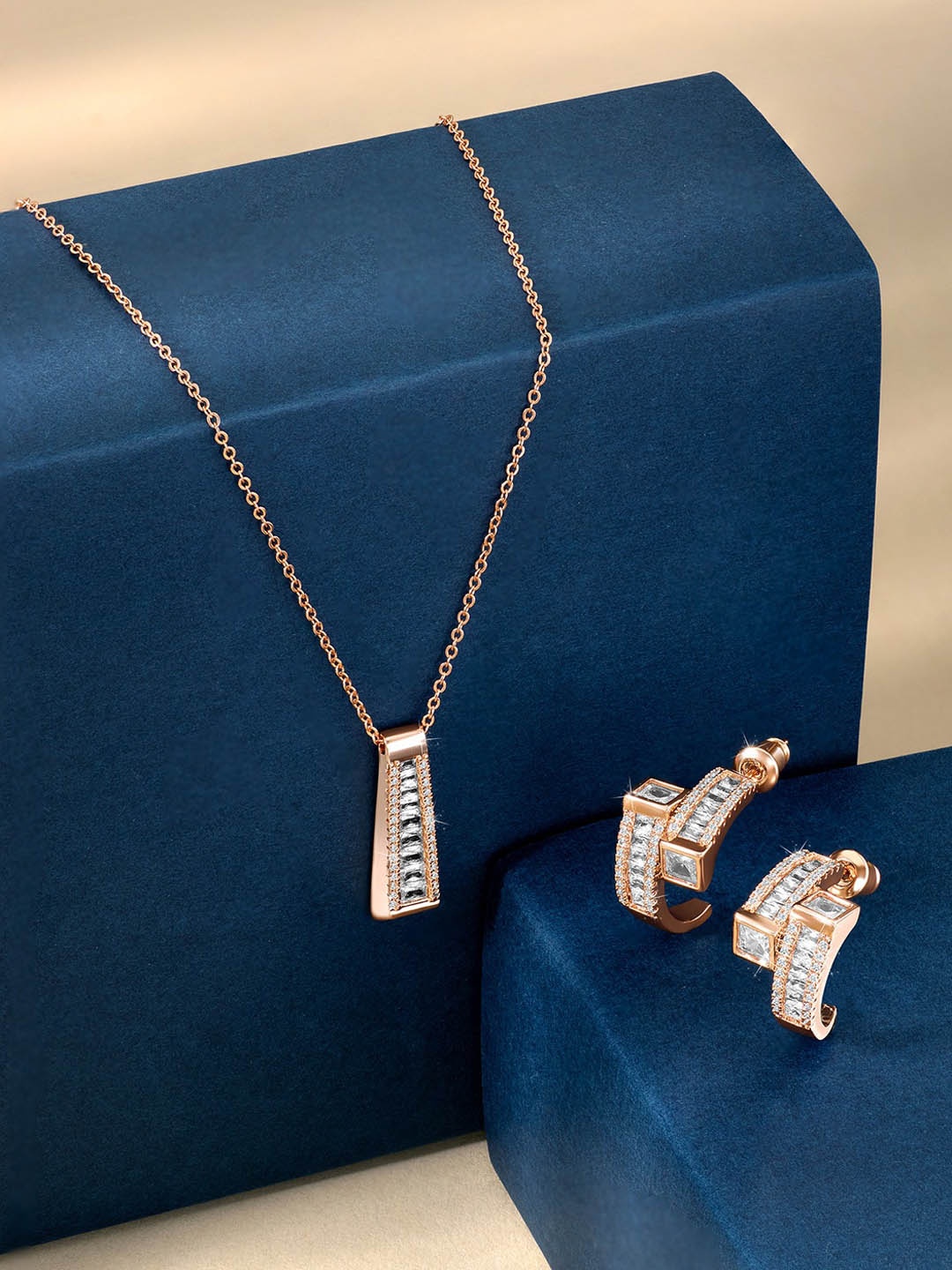 

Peora Rose Gold Plated Cubic Zirconia Studded Jewellery Set
