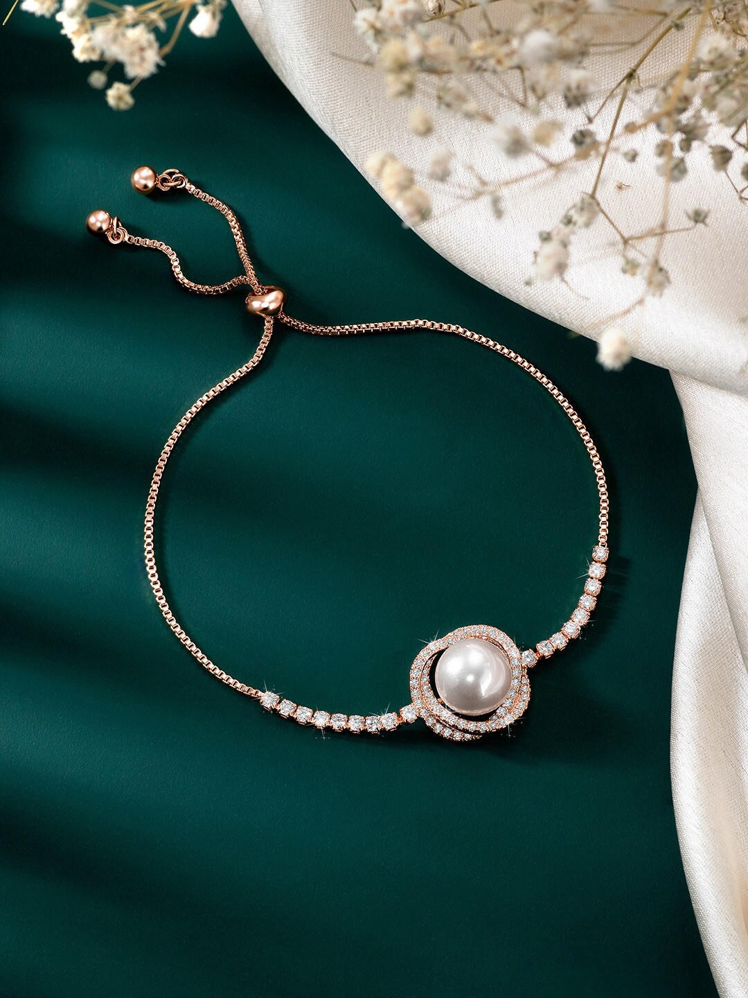 

Peora Cubic Zirconia Rose Gold-Plated Charm Bracelet