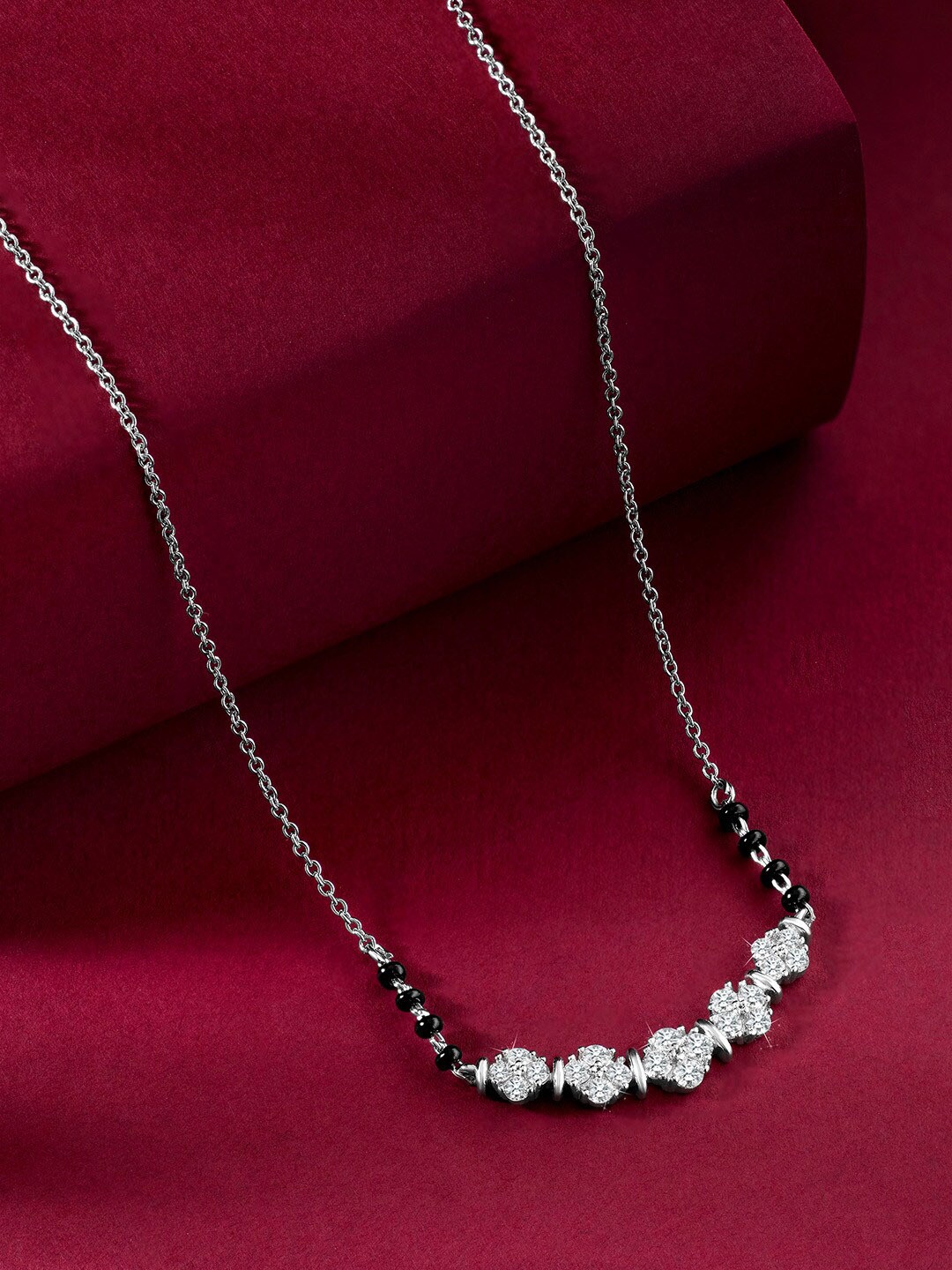 

Peora Silver-Plated Stone Studded & Beaded Mangalsutra