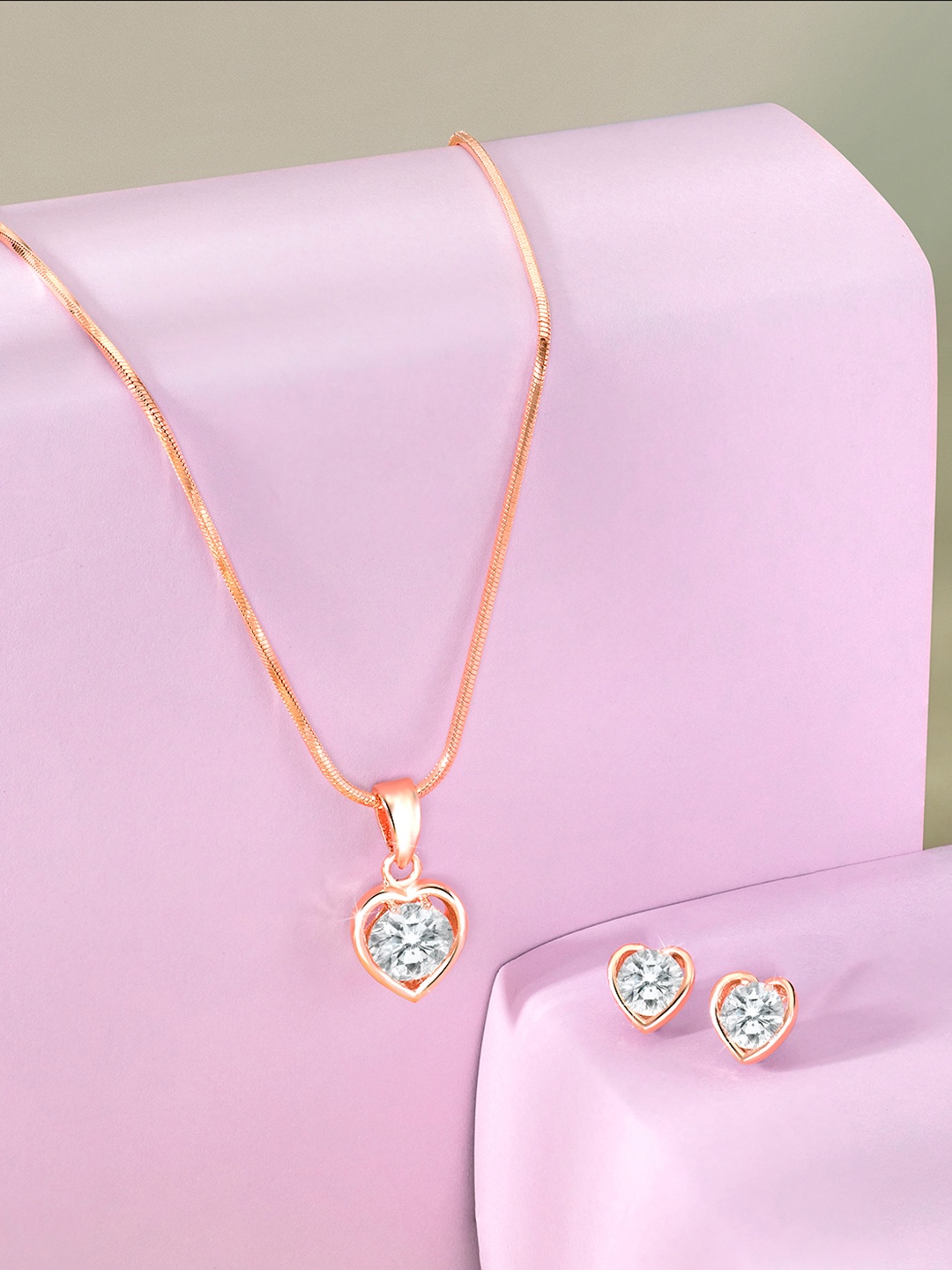 

Peora Rose Gold-Plated CZ Studded Jewellery Set