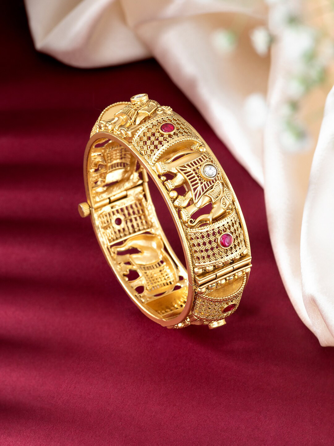 

Peora Gold-Plated American Diamond-Studded Kada Bracelet