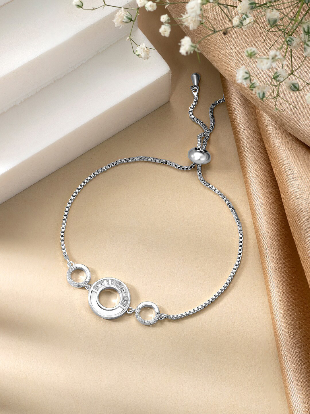 

Peora Cubic Zirconia Silver-Plated Charm Bracelet