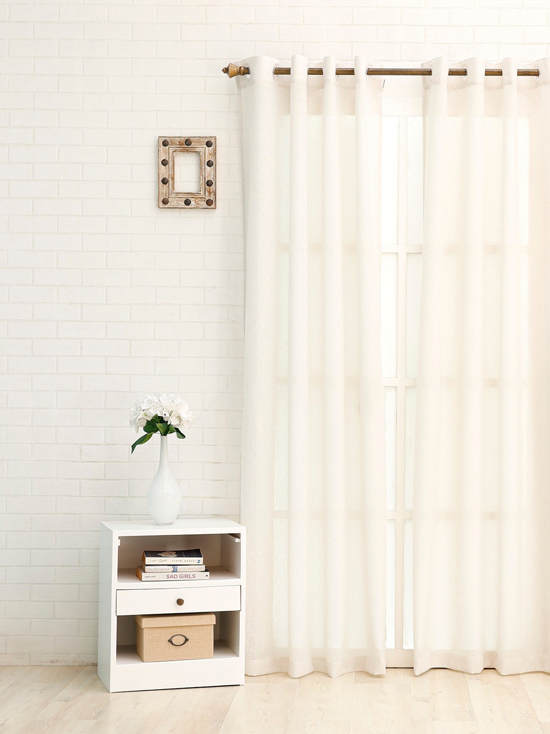 

Ariana Cream Solid Sheer Eyelet Door Curtain