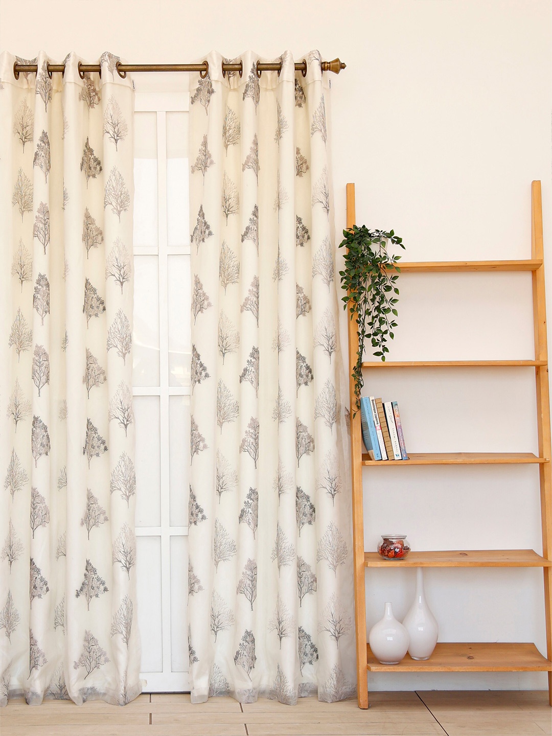

Ariana Grey Embroidered Tree Blackout Eyelet Door Curtain