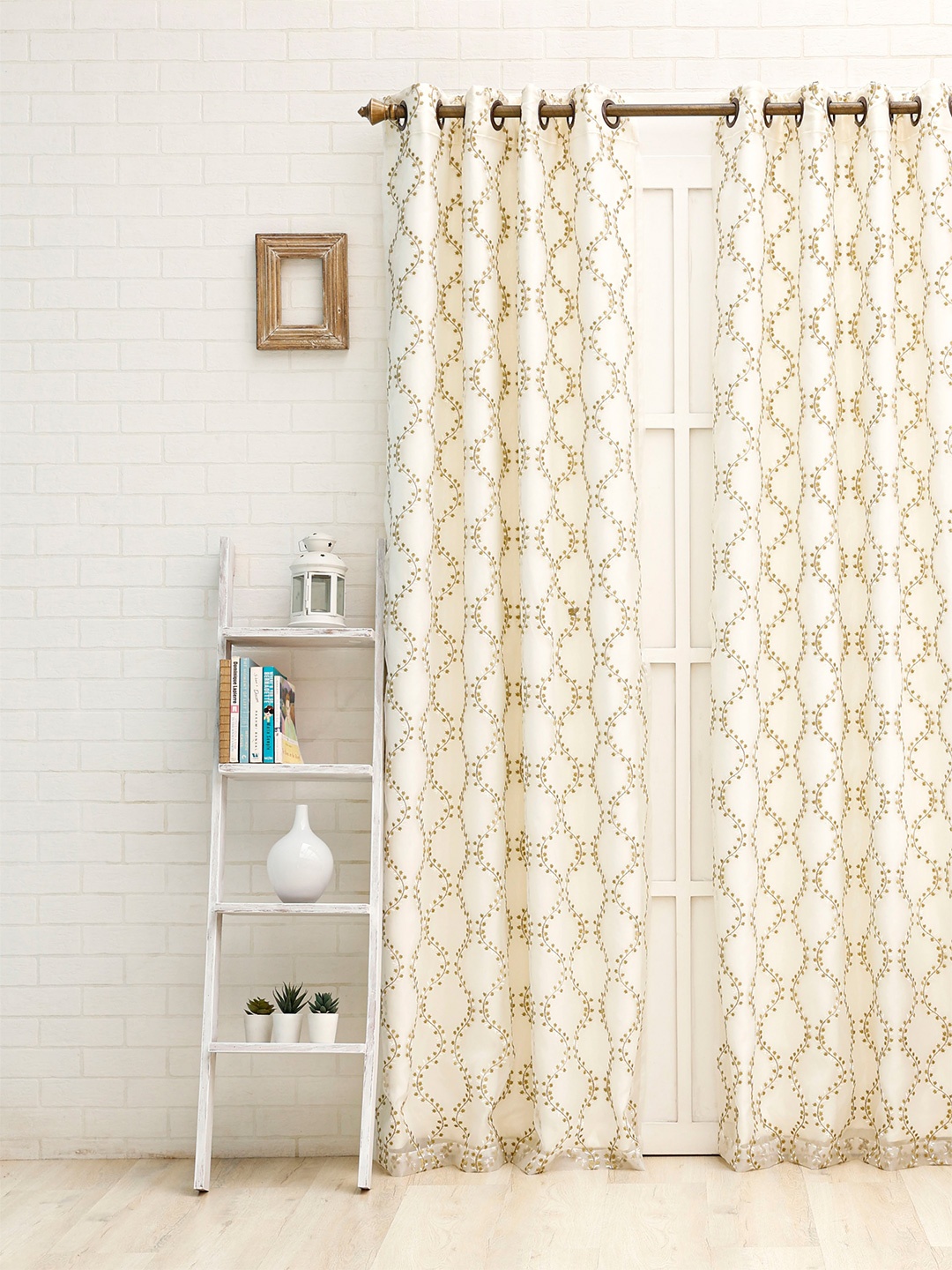

Ariana Green Embroidered Floral Blackout Eyelet Door Curtain, White