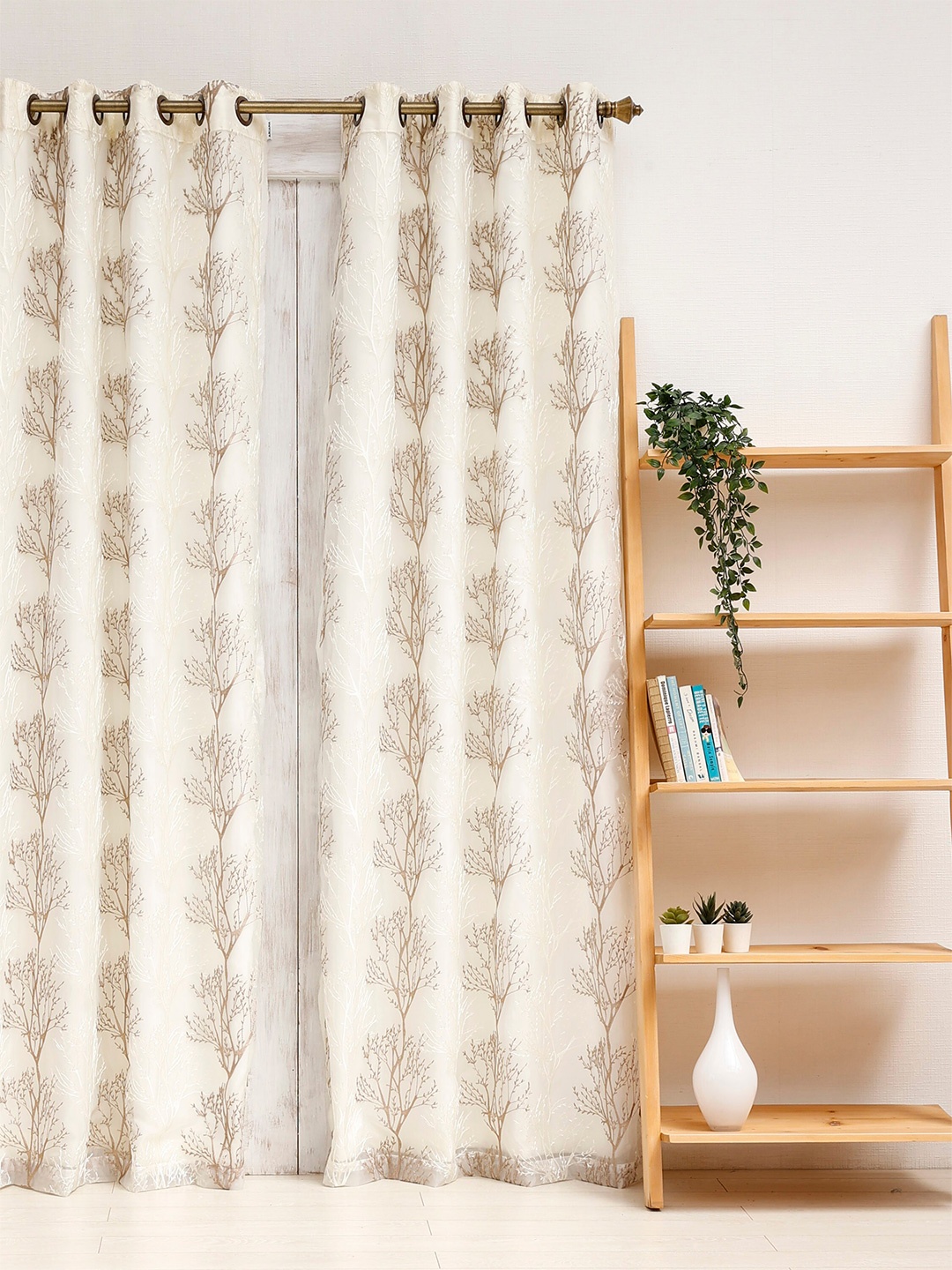 

Ariana Beige & Brown Floral Black Out Window Curtain