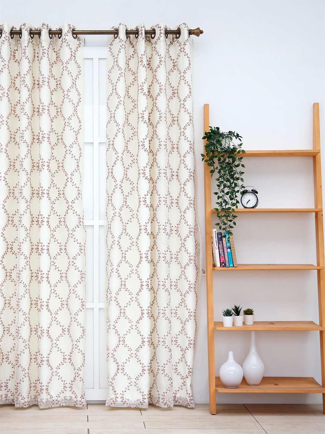 

Ariana White Embroidered Floral Blackout Eyelet Door Curtain