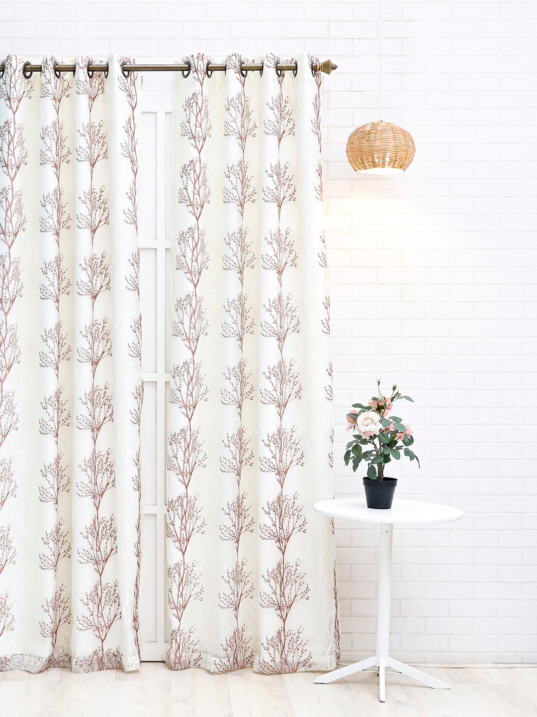 Ariana White & Pink Floral Black Out Window Curtain