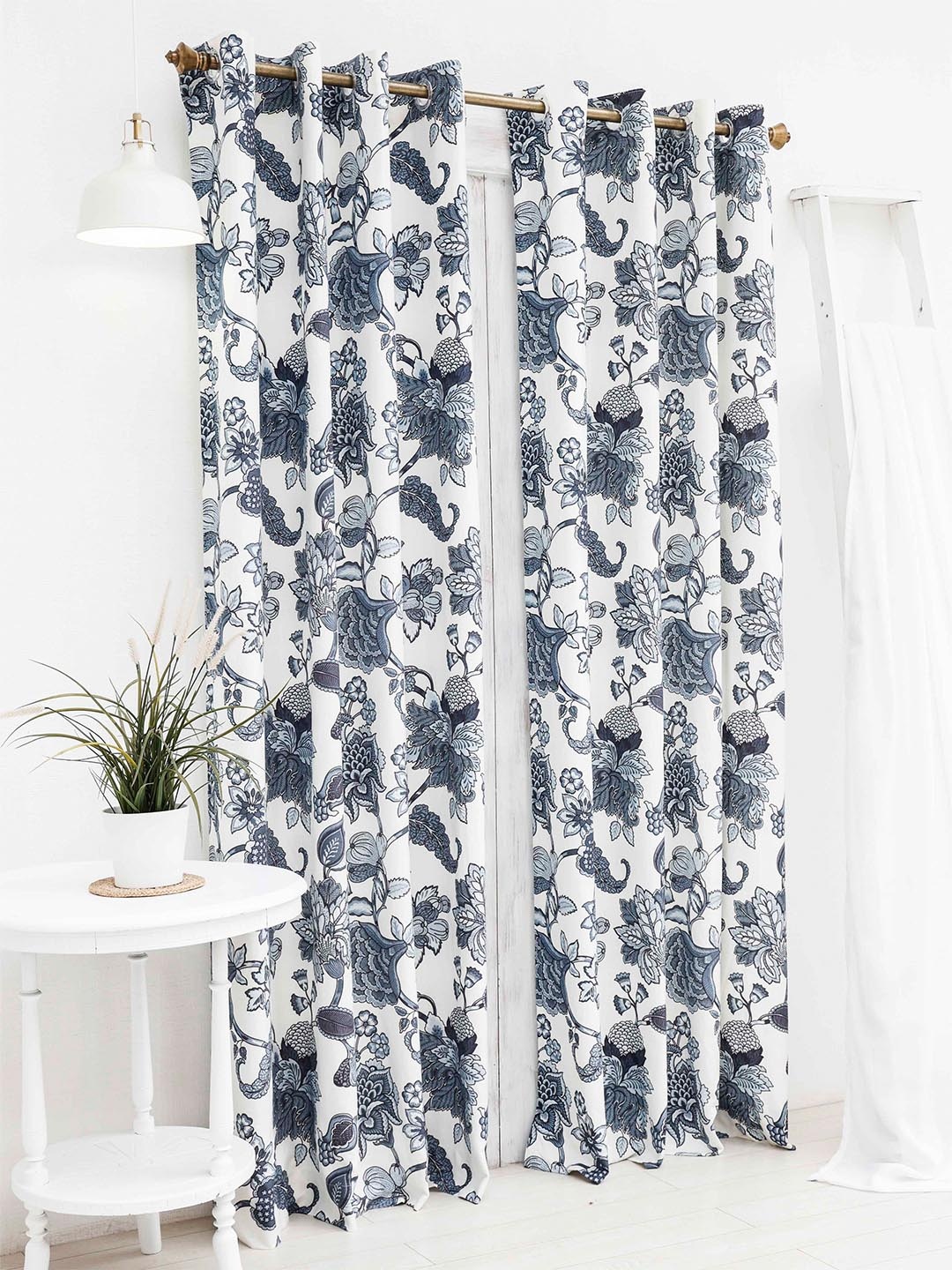 

Ariana Blue Floral Eyelet Door Curtain