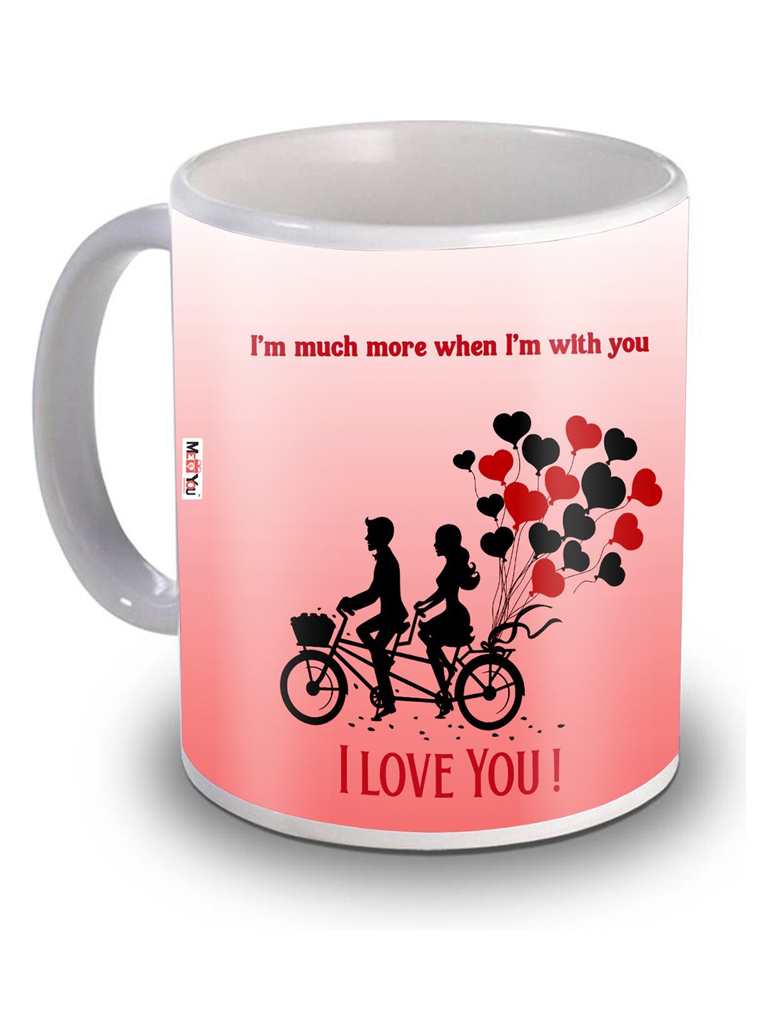 

ME & YOU Peach Printed Ceramic Glossy Mug, White