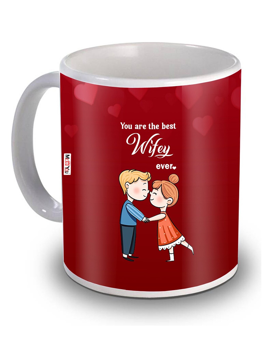 

ME & YOU Maroon Printed Ceramic Glossy Mug, Red