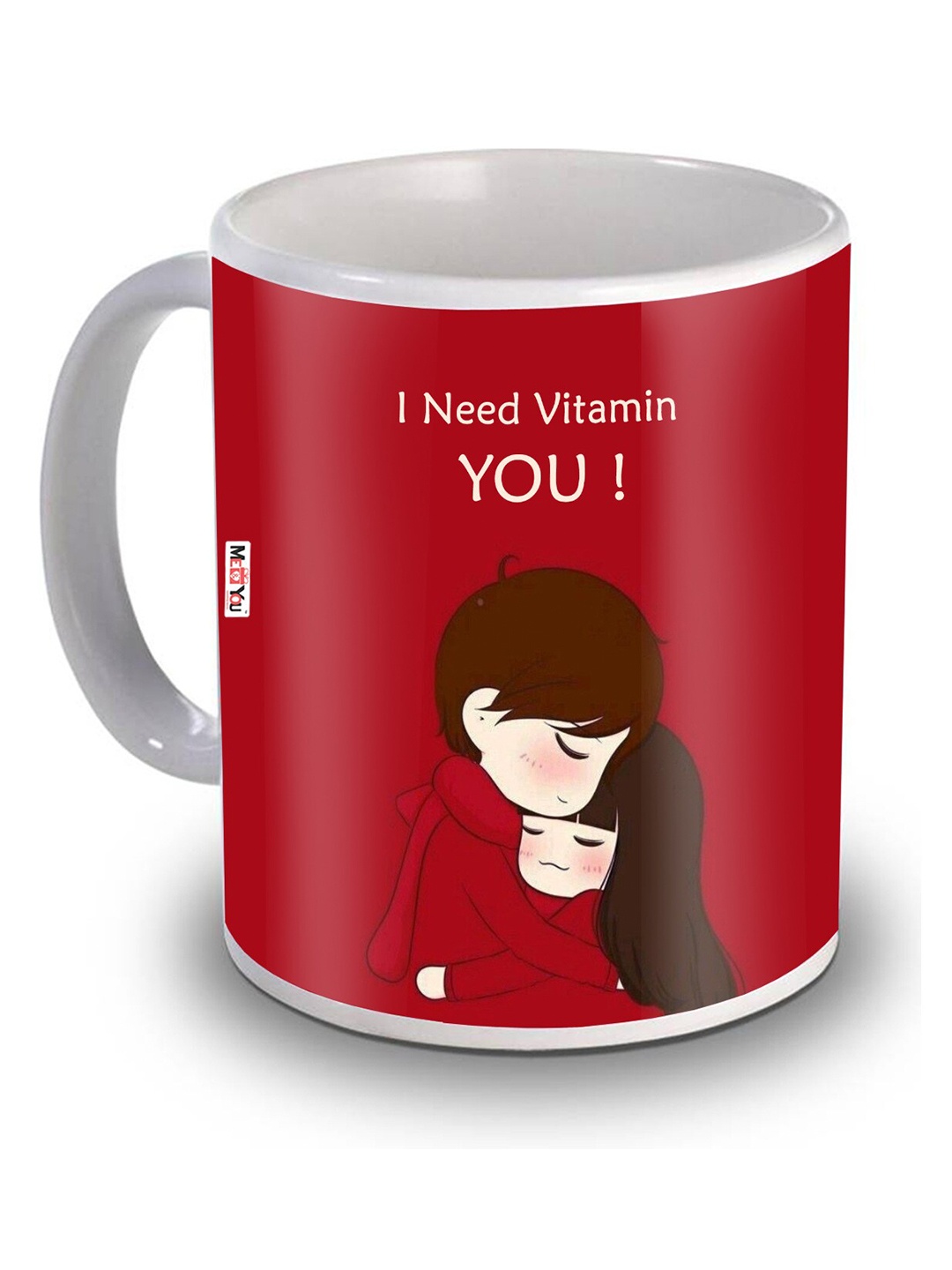 

ME & YOU Red & White Dishwasher and Microwave Safe Printed Ceramic Glossy Mug 320 ML