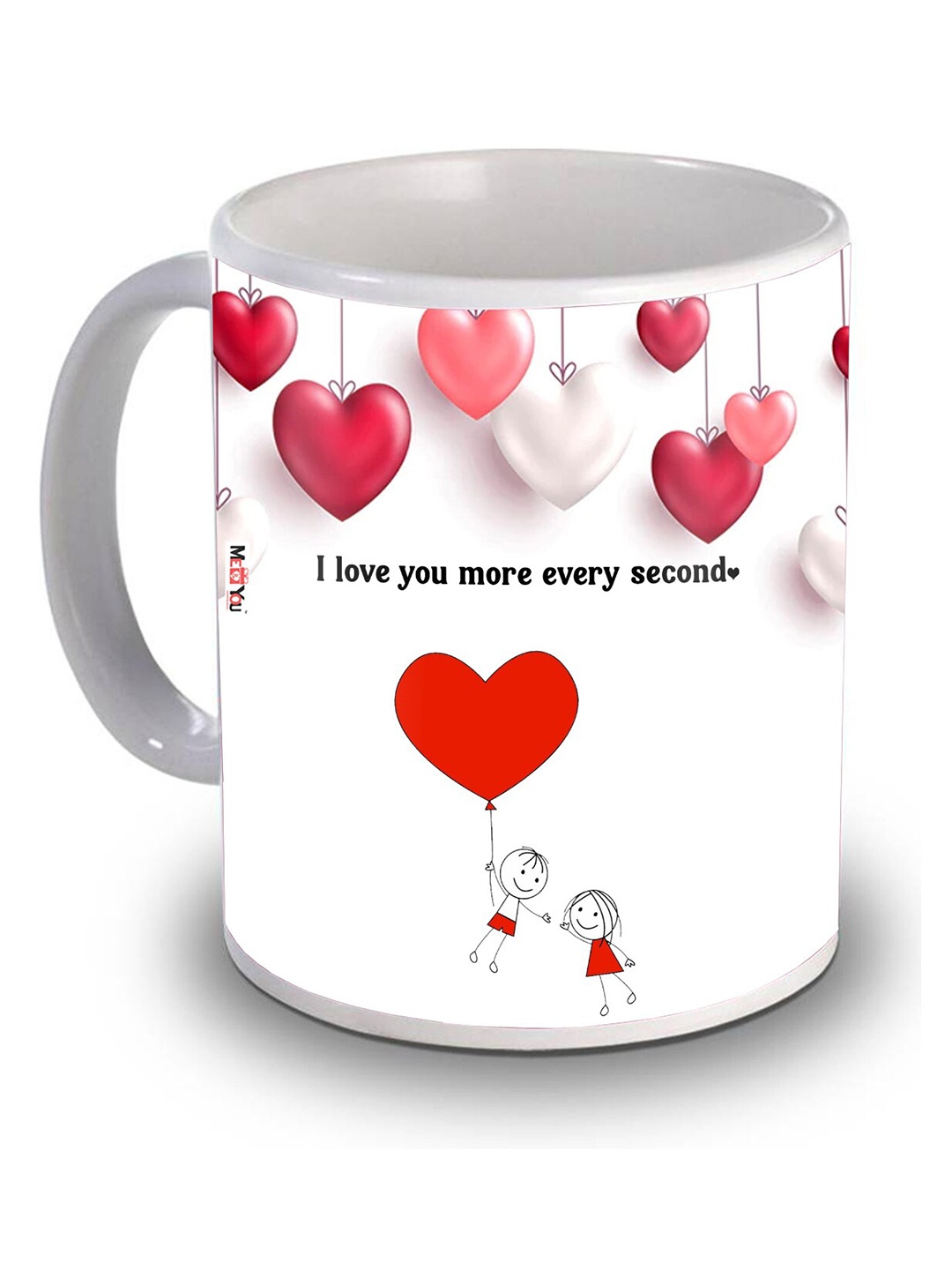 

ME & YOU Red & White Dishwasher and Microwave Safe Printed Ceramic Glossy Mug 320 ML