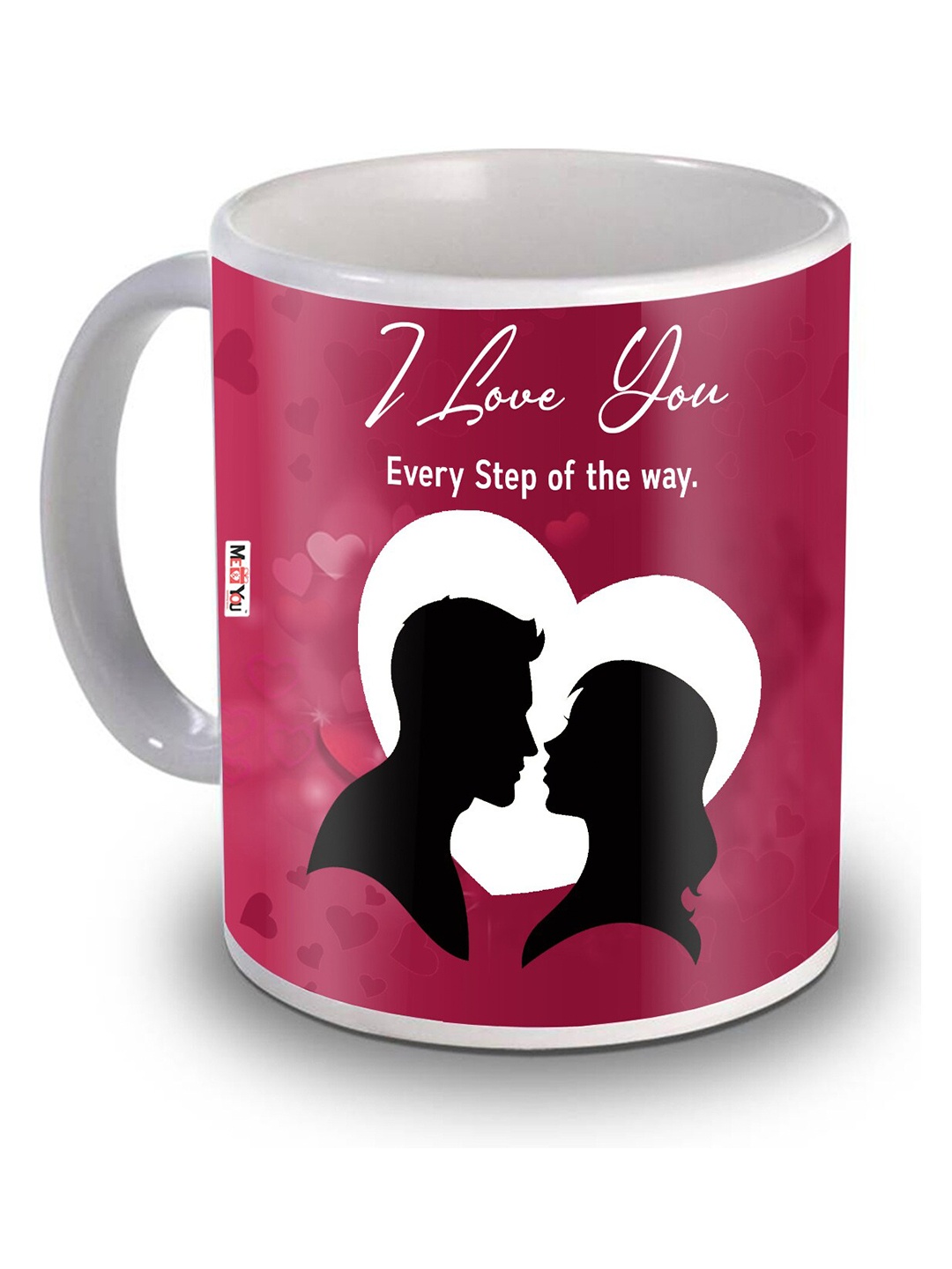 

ME & YOU White & Pink Floral Printed Ceramic Glossy Mug