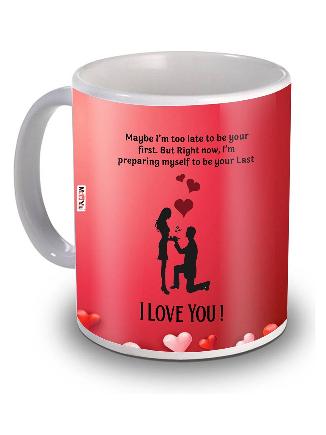 

ME & YOU Red & White Dishwasher and Microwave Safe Printed Ceramic Glossy Mug 320 ML