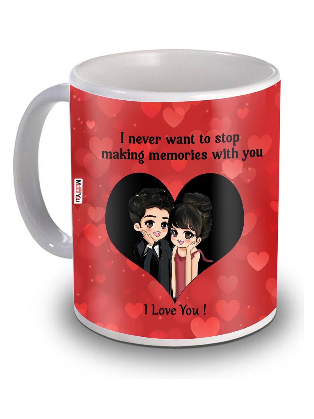 

ME & YOU Red Printed Ceramic Glossy Mug