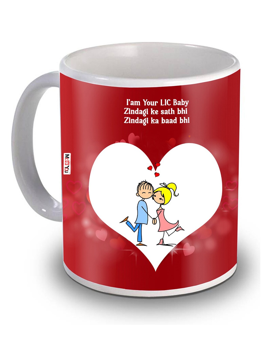 

ME & YOU Red & White Dishwasher and Microwave Safe Printed Ceramic Glossy Mug 320 ML