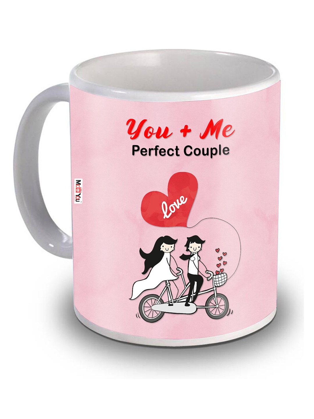 

ME & YOU Pink & White Dishwasher and Microwave Safe Printed Ceramic Glossy Mug 320 ML