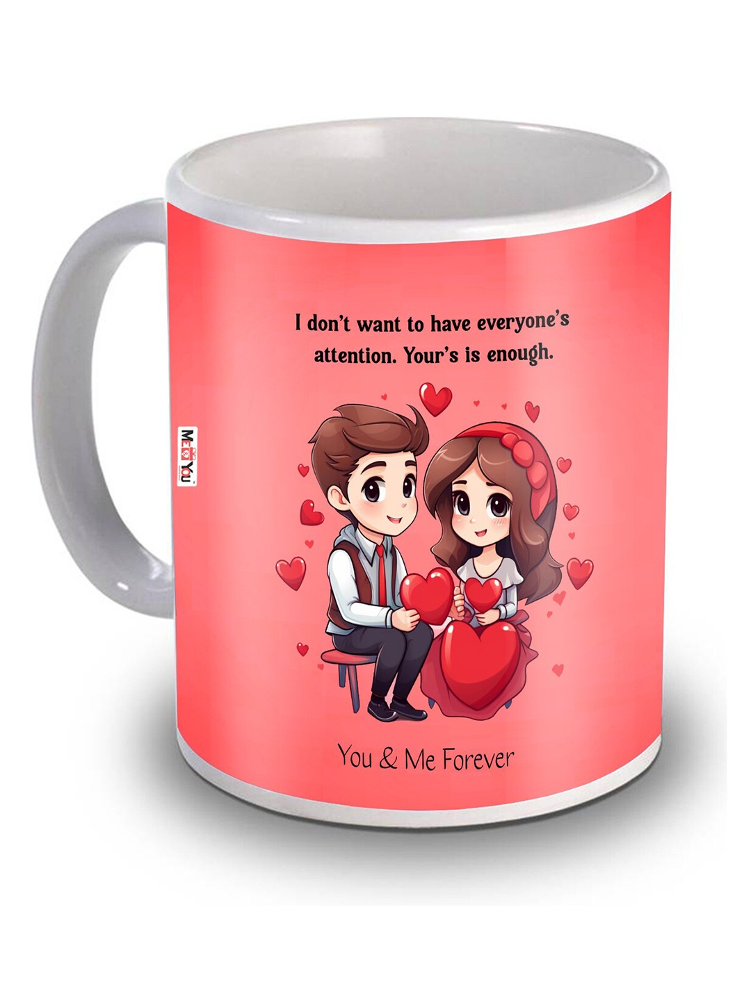 

ME & YOU Red & Black Dishwasher and Microwave Safe Printed Ceramic Glossy Mug 320 ML