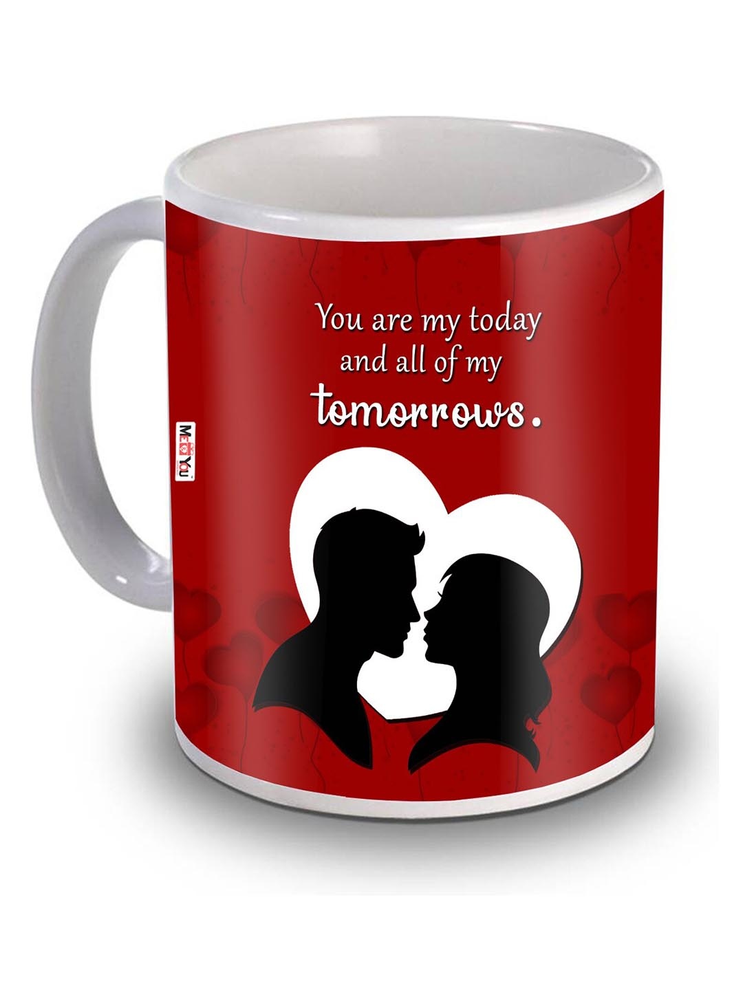 

ME & YOU Red & White Dishwasher and Microwave Safe Printed Ceramic Glossy Mug 320 ML