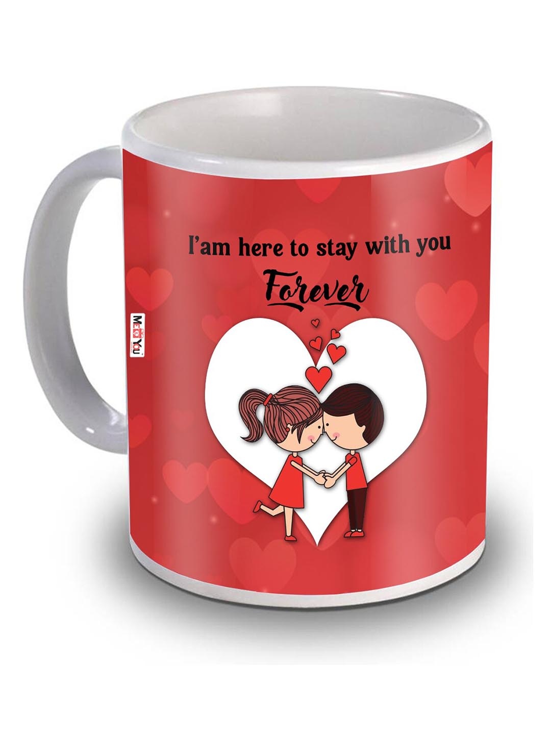 

ME & YOU Red & White Dishwasher and Microwave Safe Printed Ceramic Glossy Mug 320 ML