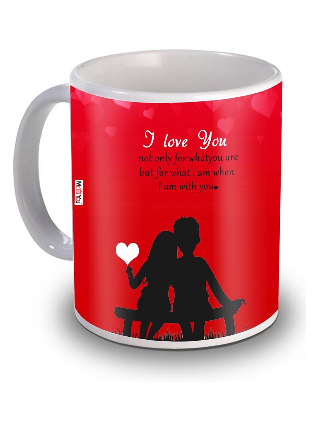 

ME & YOU Red & White Dishwasher and Microwave Safe Printed Ceramic Glossy Mug 320 ML