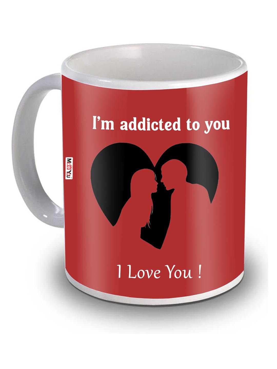 

ME & YOU Red Printed Ceramic Glossy Mug, White
