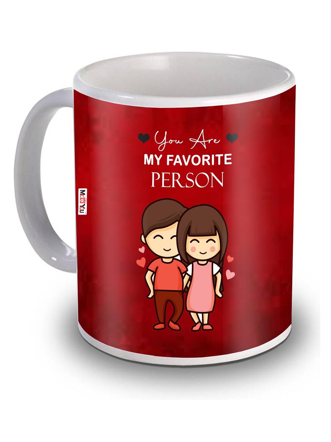 

ME & YOU Red & White Dishwasher and Microwave Safe Printed Ceramic Glossy Mug 320 ML