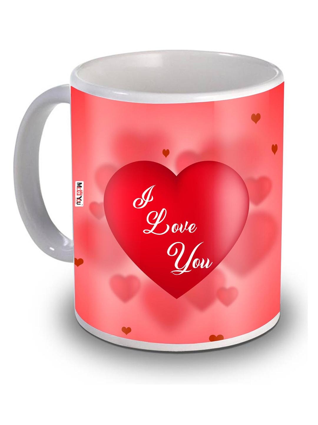 

ME & YOU Red & White Dishwasher and Microwave Safe Printed Ceramic Glossy Mug 320 ML