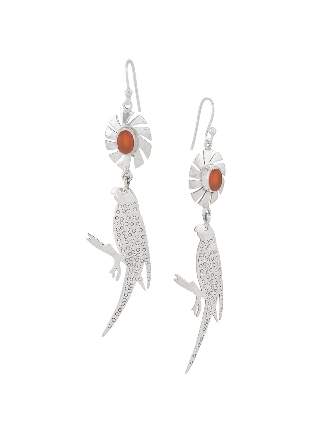 

Silverwala 925 Silver Onyx-Studded Bird Shaped Drop Earrings