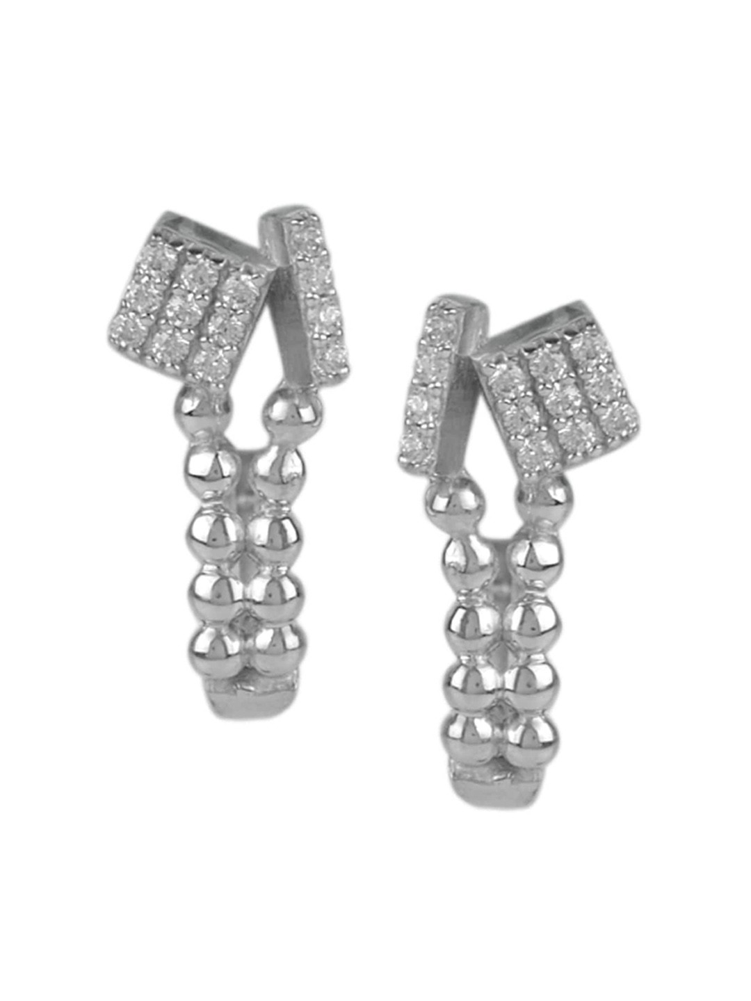 

Silverwala Cubic Zirconia Clip On Contemporary 92.5 Silver Hoop Earrings