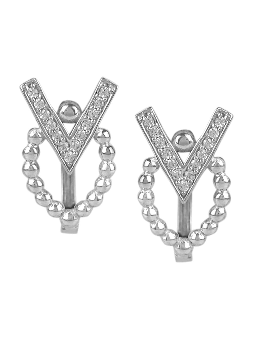 

Silverwala 925 Silver Cubic Zirconia Studded Hoop Earrings