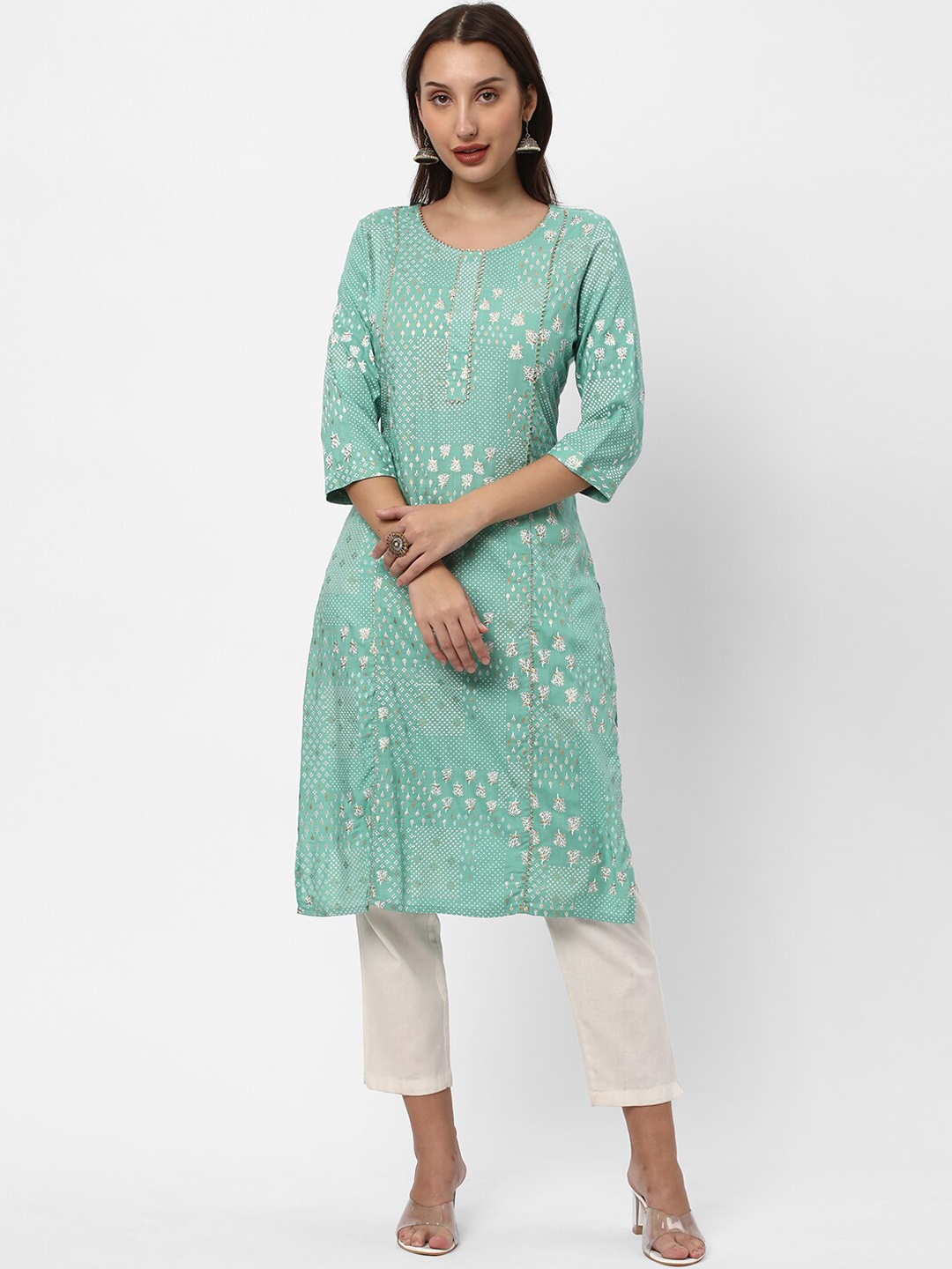 

R&B Floral Printed Kurta, Green