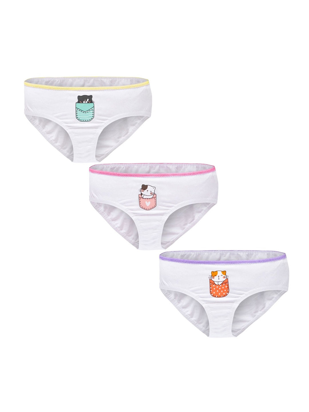 

BAESD Girls Pack Of 3 Conversational Printed Cotton Briefs TK25-GPW-C3-2T3, White