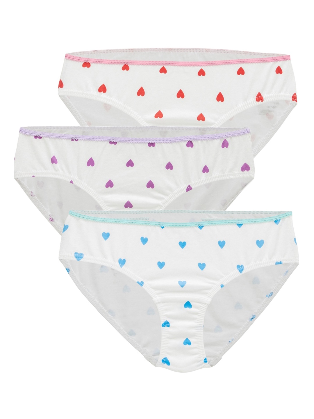 

BAESD Girls Pack Of 3 Conversational Printed Cotton Basic Briefs TKG05-GPC3-2T3, White