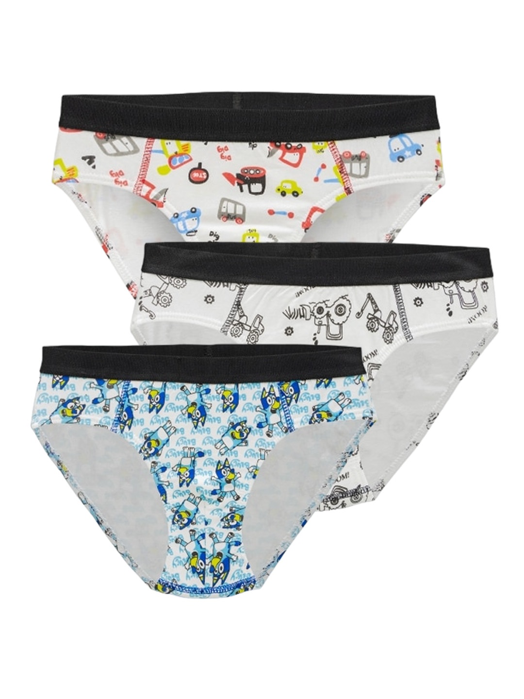 

BAESD Boys Pack Of 3 Conversational Printed Seamless Basic Briefs TKB05-BBC3-2T3, Blue