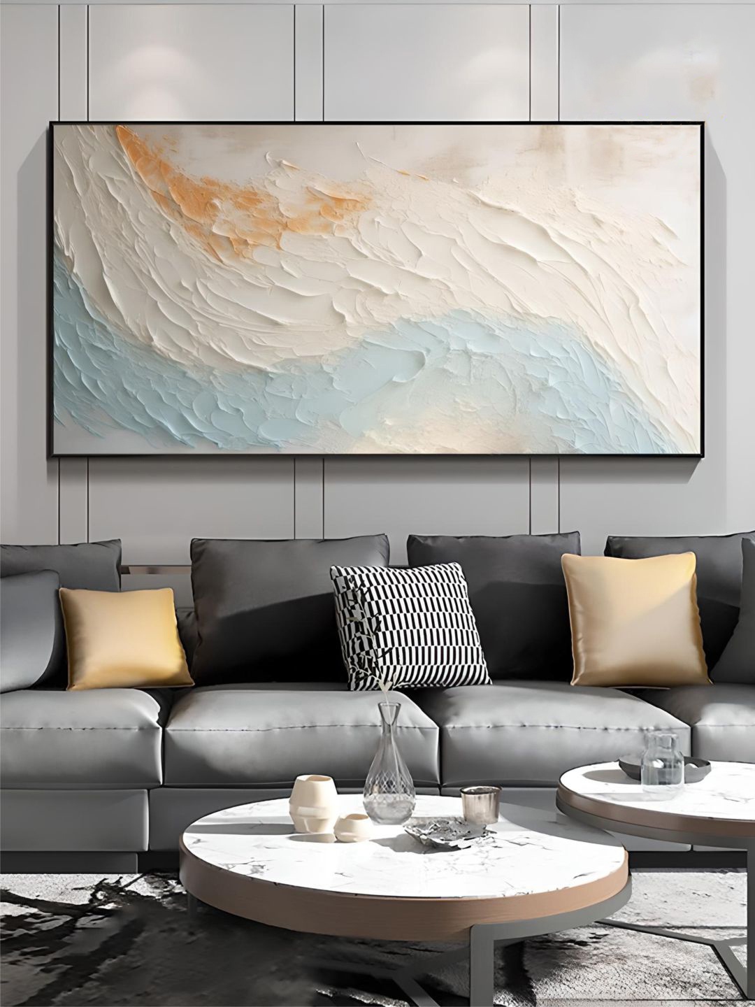 

THE HANDMADE FLAIR White Abstract Wooden Painting Wall Art