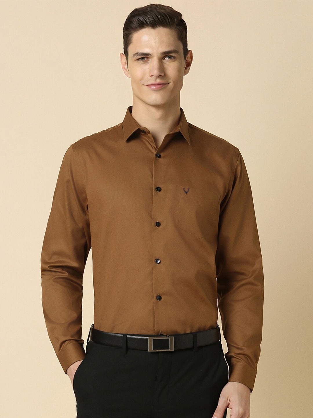 

Allen Solly Textured Slim Fit Cotton Formal Shirt, Brown