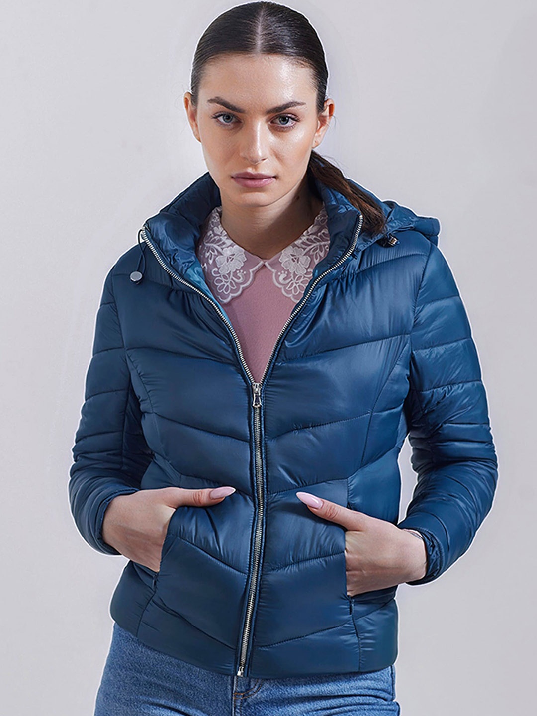 

COVER STORY Lightweight Hooded Puffer Jacket, Blue