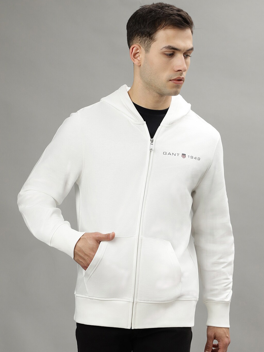 

GANT Solid Hooded Regular Fit Sweatshirt, Off white