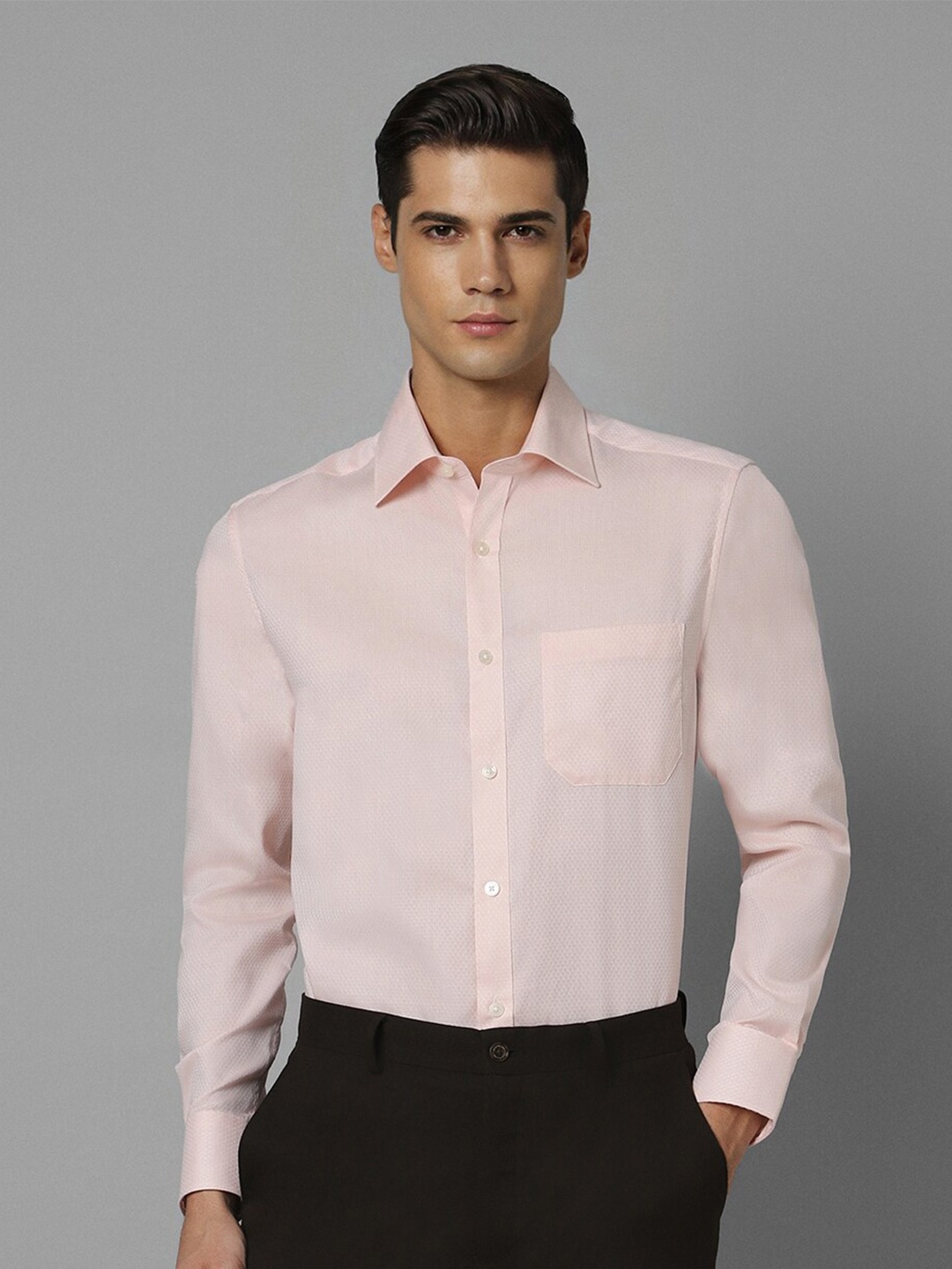 

Louis Philippe Self Design Textured Cotton Opaque Formal Shirt, Pink