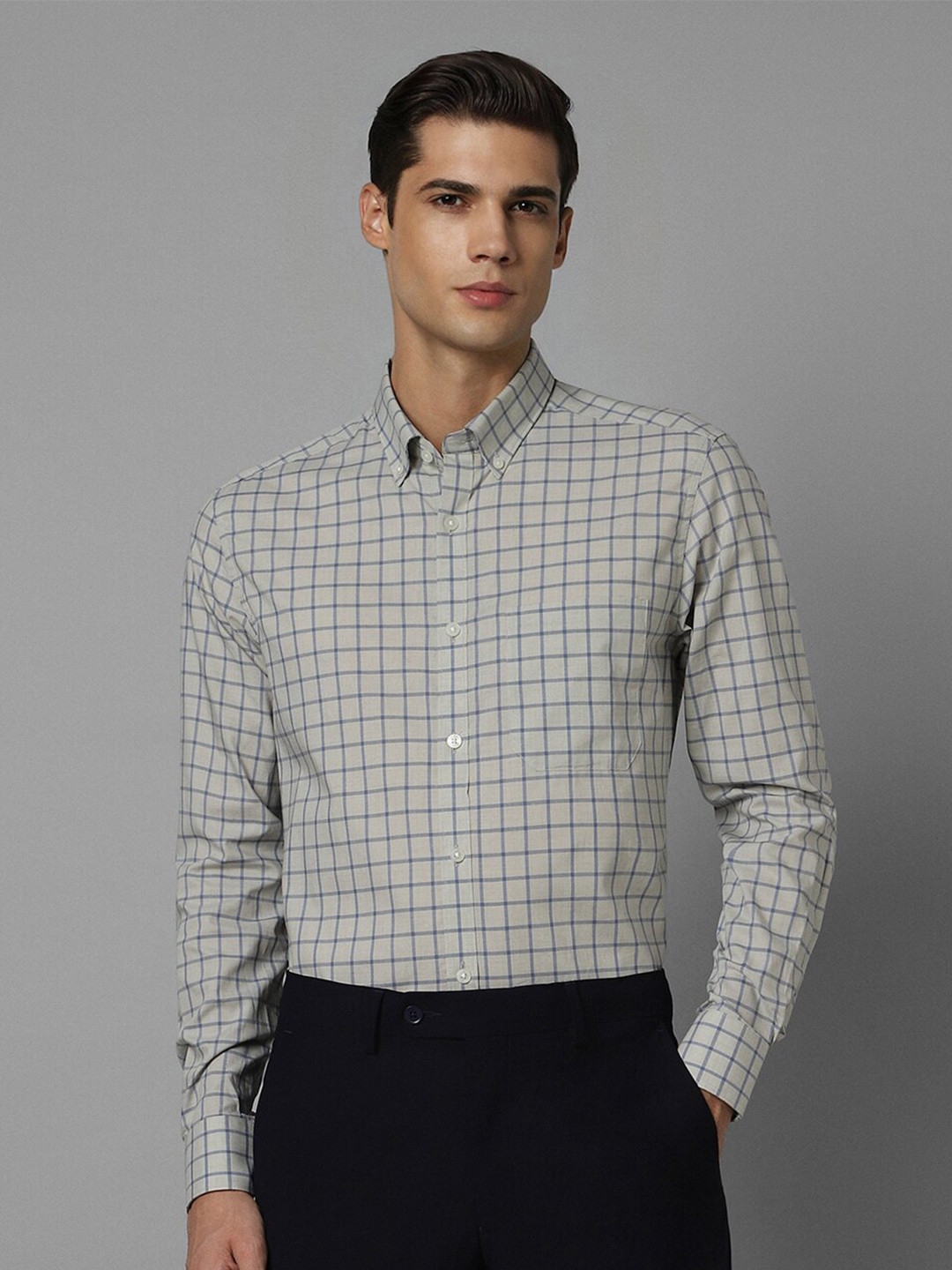 

Louis Philippe Checked Cotton Regular Fit Opaque Formal Shirt, Grey