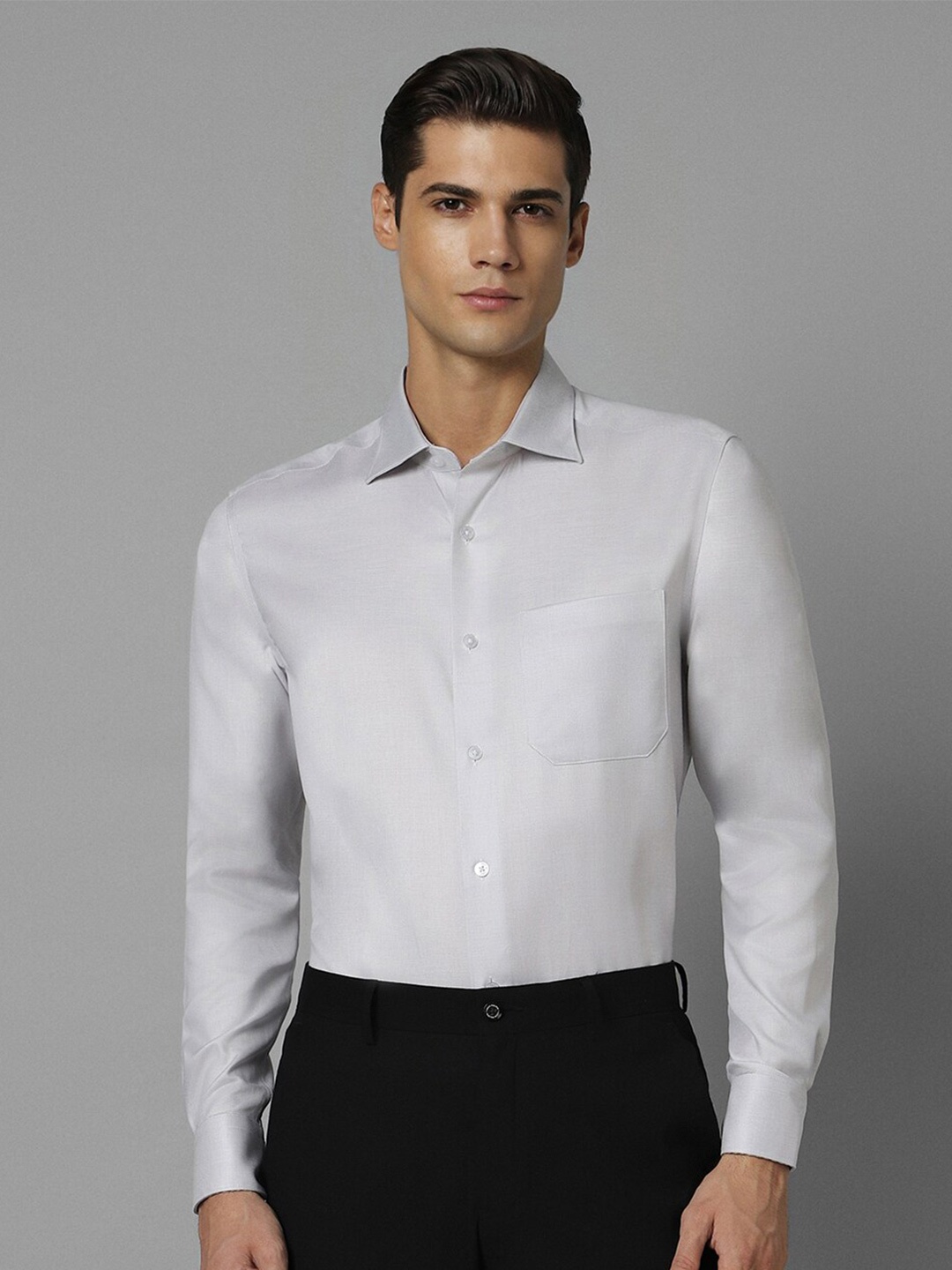 

Louis Philippe Textured Cotton Regular Fit Opaque Formal Shirt, Grey
