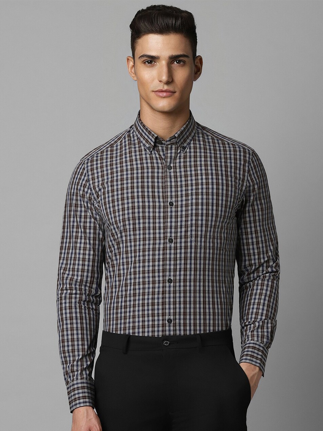 

Louis Philippe Checked Cotton Regular Fit Opaque Formal Shirt, Multi