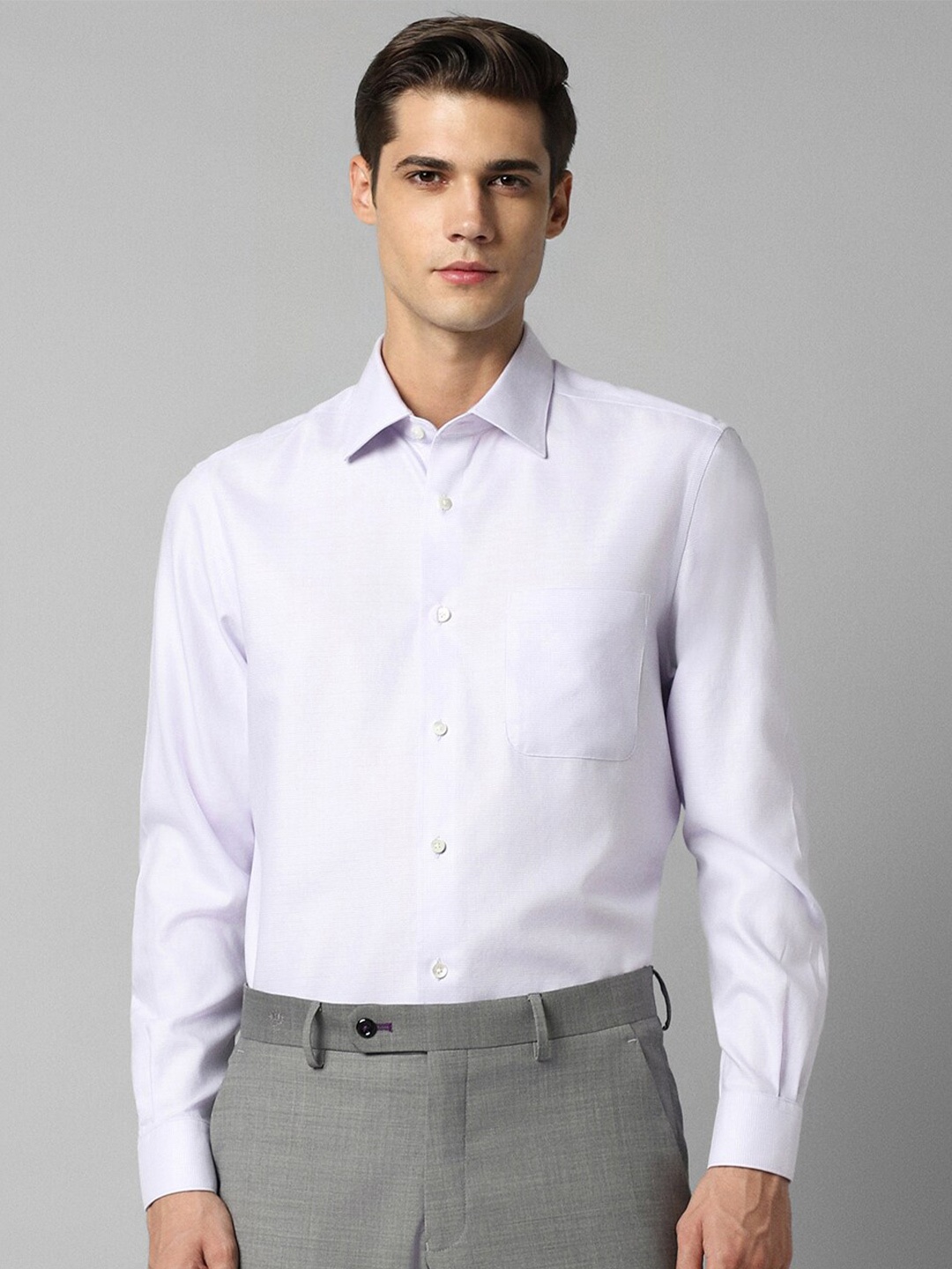

Louis Philippe Self Design Textured Cotton Opaque Formal Shirt, Purple