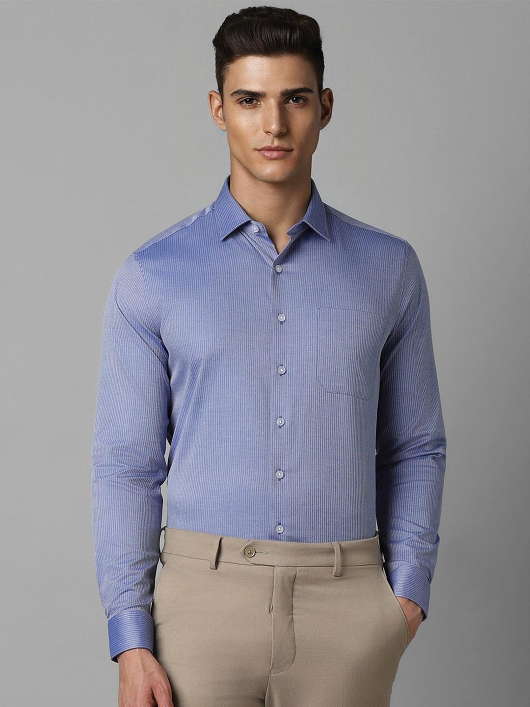 

Louis Philippe Striped Slim Fit Cotton Formal Shirt, Blue