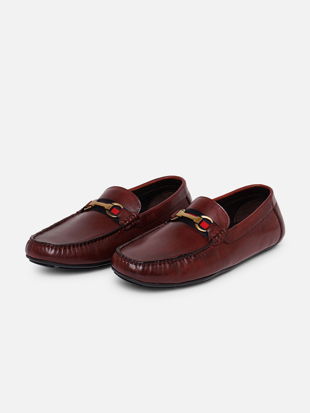 

EZOK Men Antibacterial Leather Comfort Insole Horsebit Driving Shoes, Maroon