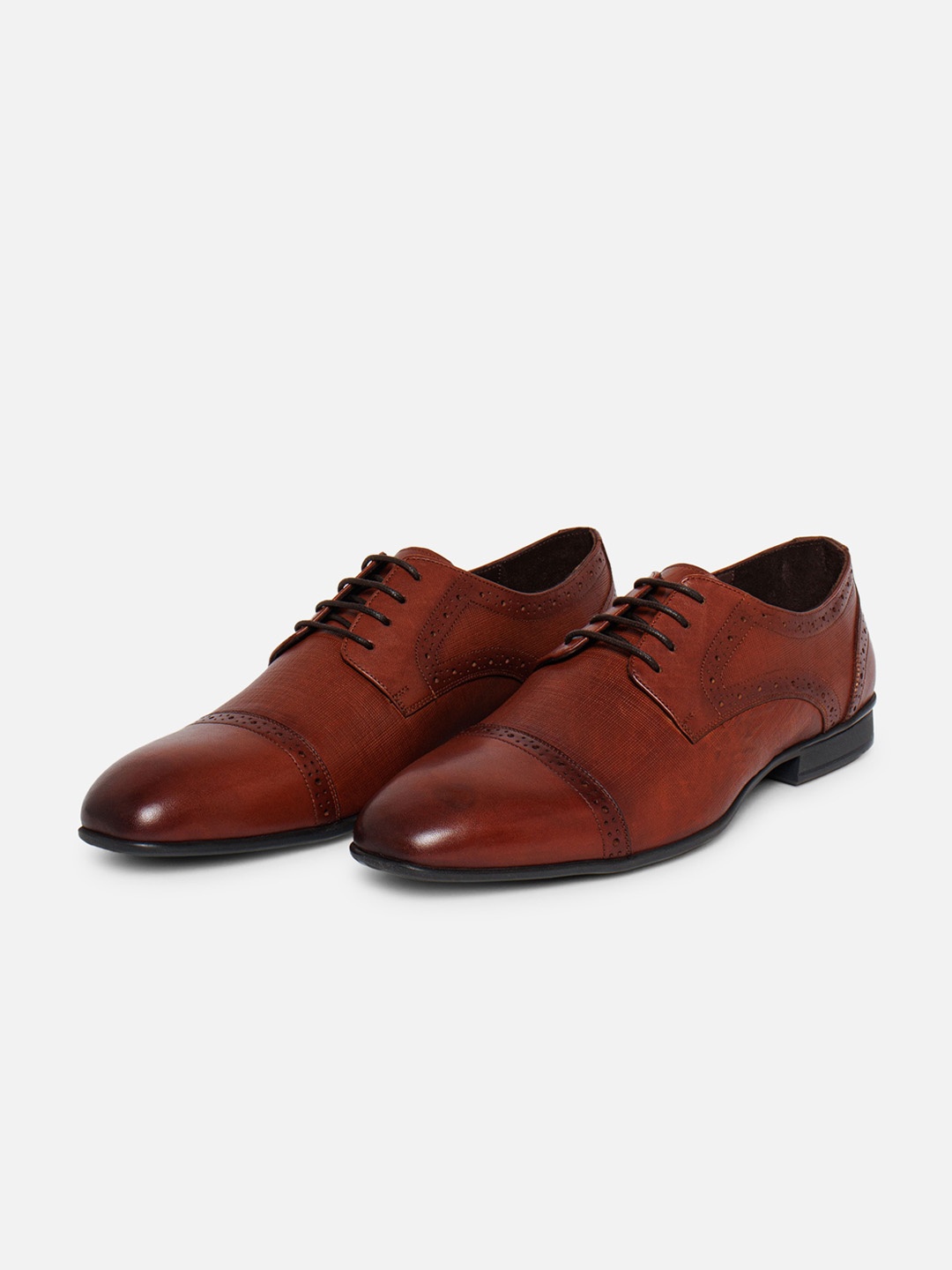 

EZOK Men Round Toe Leather Formal Derbys, Tan