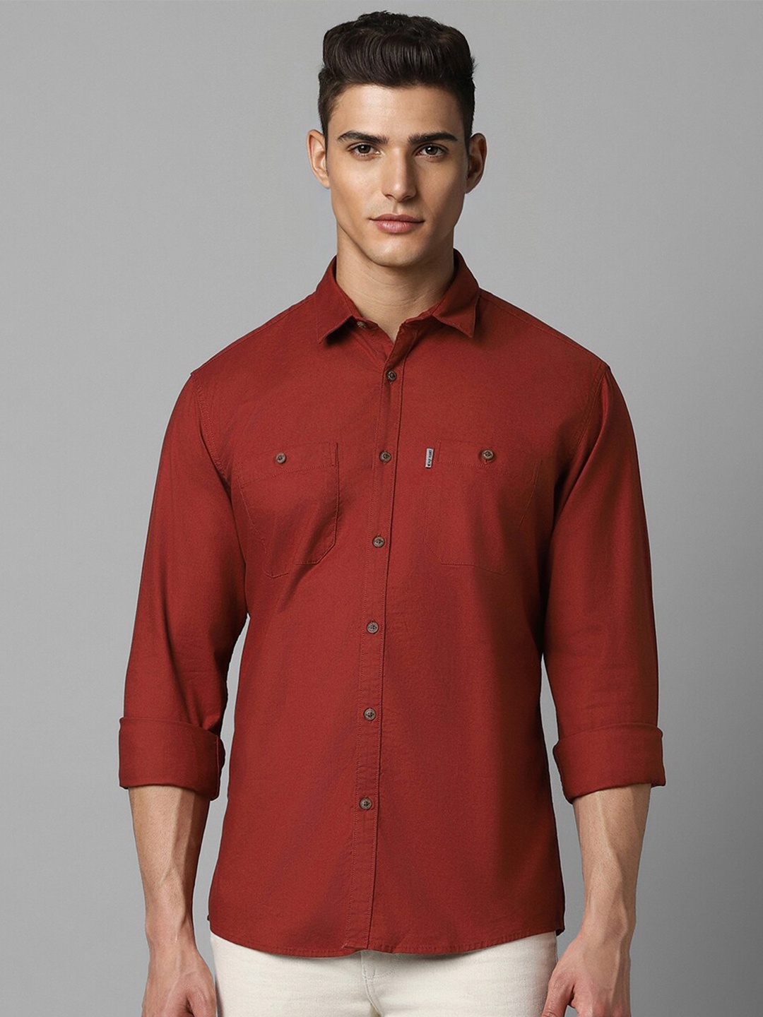 

Louis Philippe Jeans Slim Fit Cotton Casual Shirt, Red